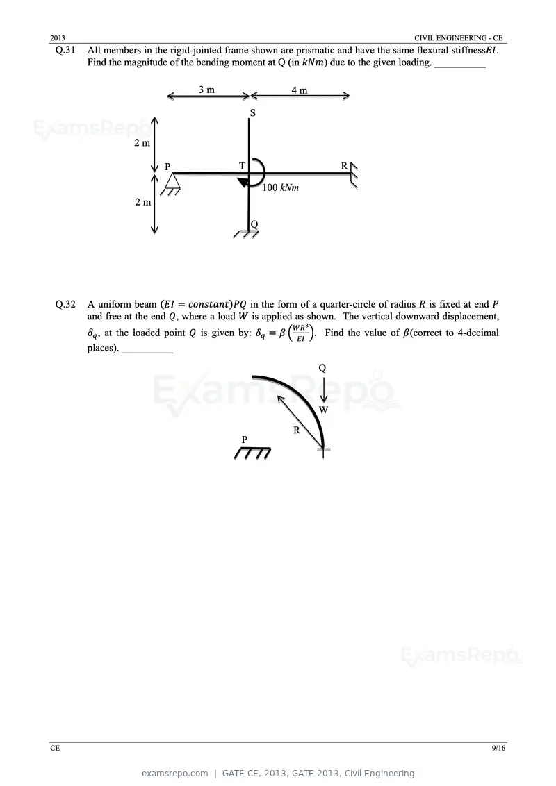GATE CE 2013 question paper, GATE 2013, Civil Engineering, page 9 of 16