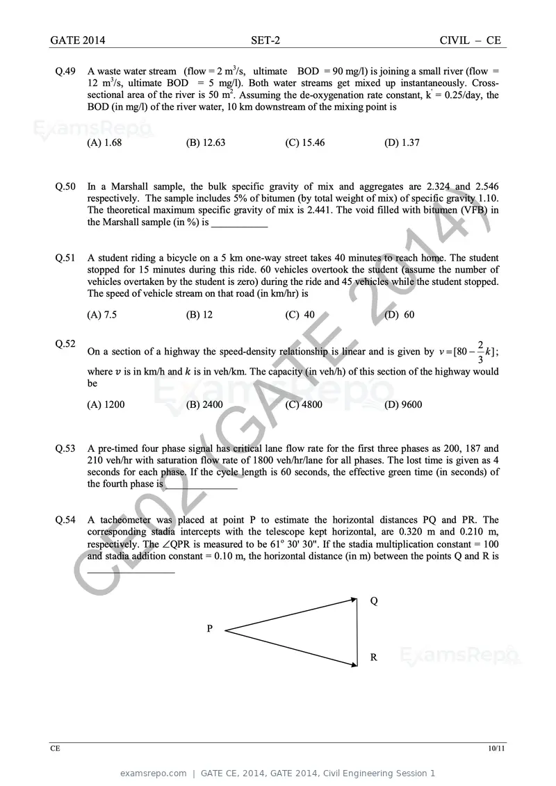 GATE CE 2014 question paper, GATE 2014, Civil Engineering Session 1, page 38 of 40