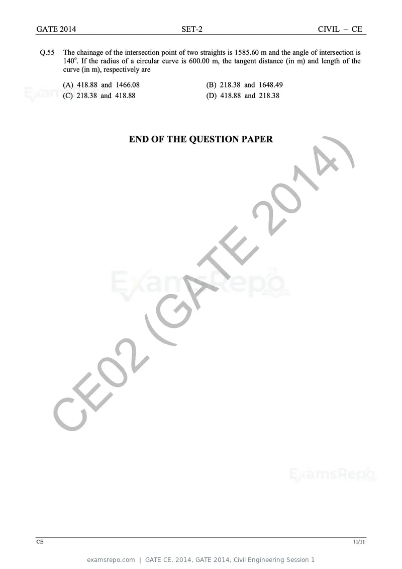 GATE CE 2014 question paper, GATE 2014, Civil Engineering Session 1, page 39 of 40