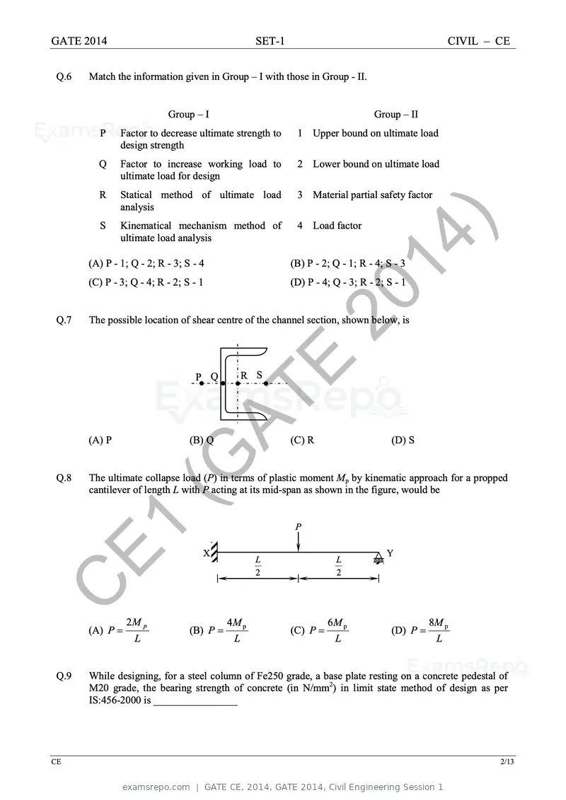 GATE CE 2014 question paper, GATE 2014, Civil Engineering Session 1, page 9 of 40