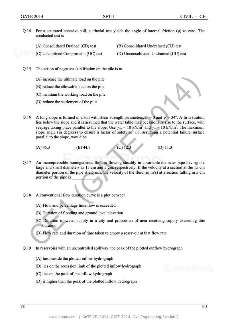 GATE CE 2014 question paper, GATE 2014, Civil Engineering Session 2, page 11 of 40