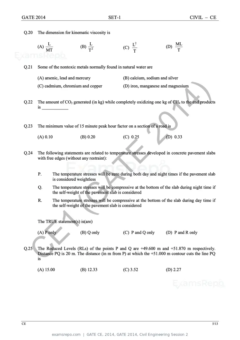 GATE CE 2014 question paper, GATE 2014, Civil Engineering Session 2, page 12 of 40