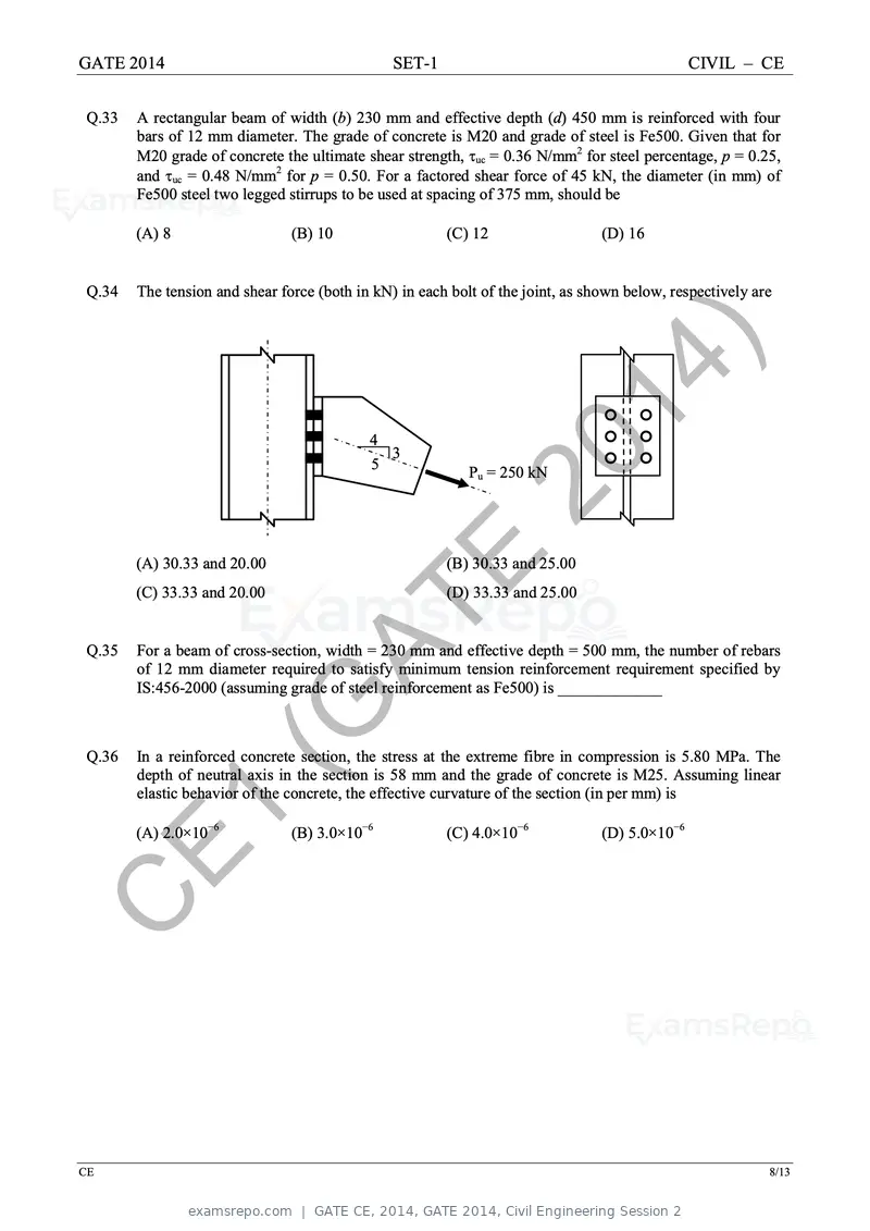 GATE CE 2014 question paper, GATE 2014, Civil Engineering Session 2, page 15 of 40