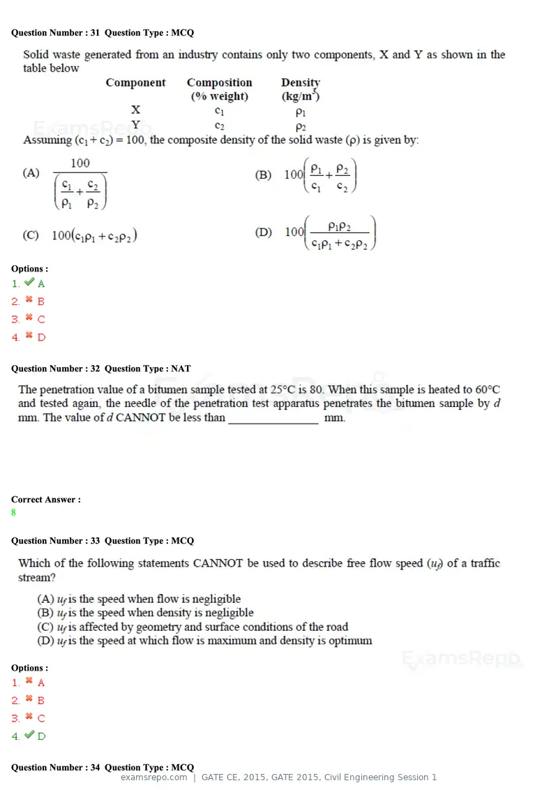 GATE CE 2015 question paper, GATE 2015, Civil Engineering Session 1, page 13 of 48