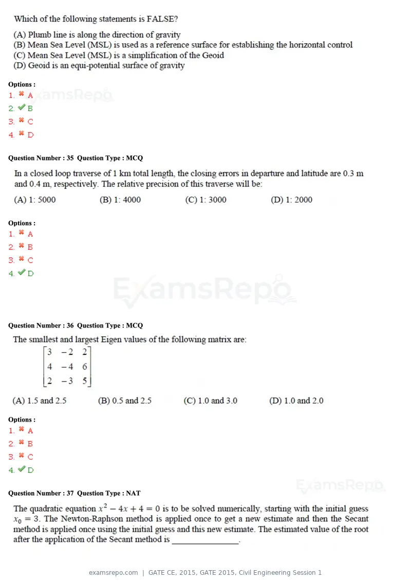 GATE CE 2015 question paper, GATE 2015, Civil Engineering Session 1, page 14 of 48