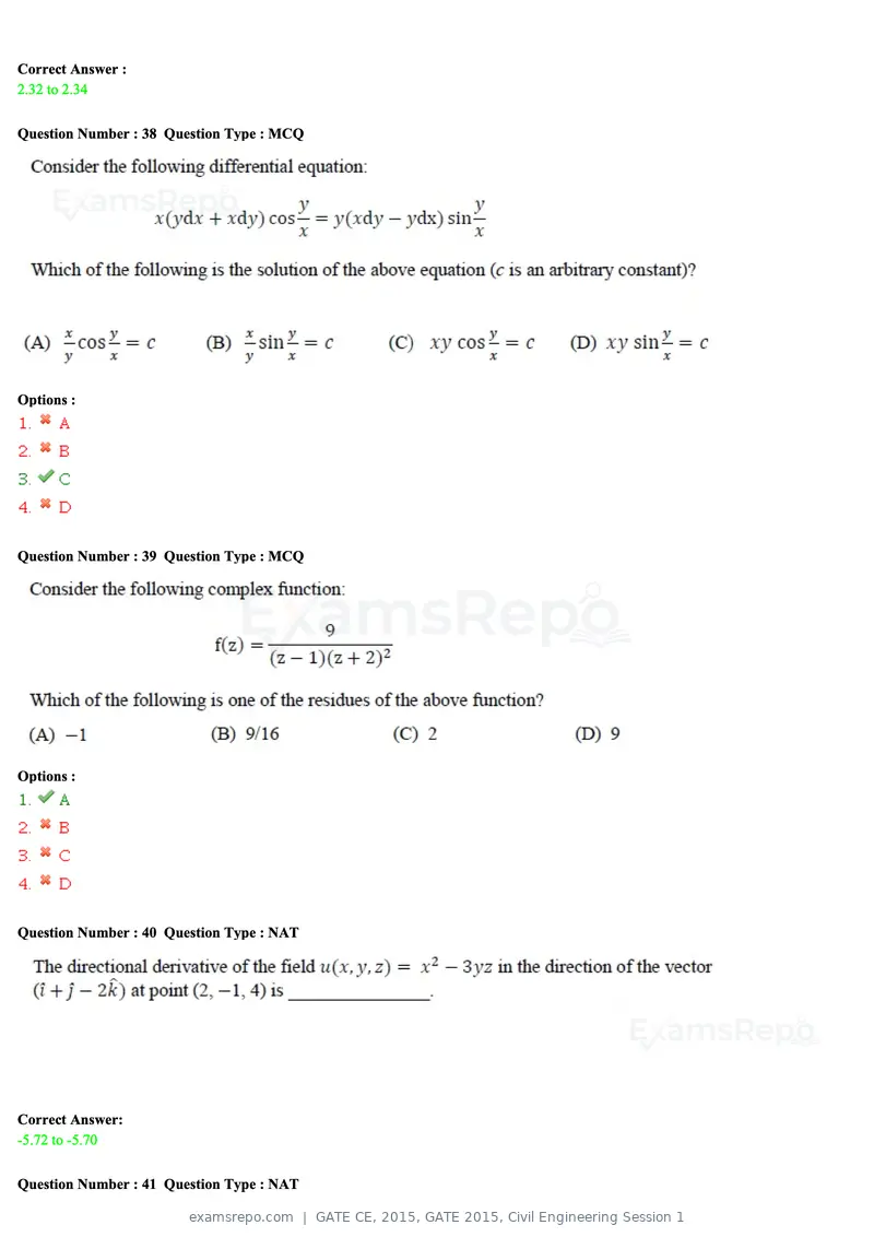 GATE CE 2015 question paper, GATE 2015, Civil Engineering Session 1, page 15 of 48