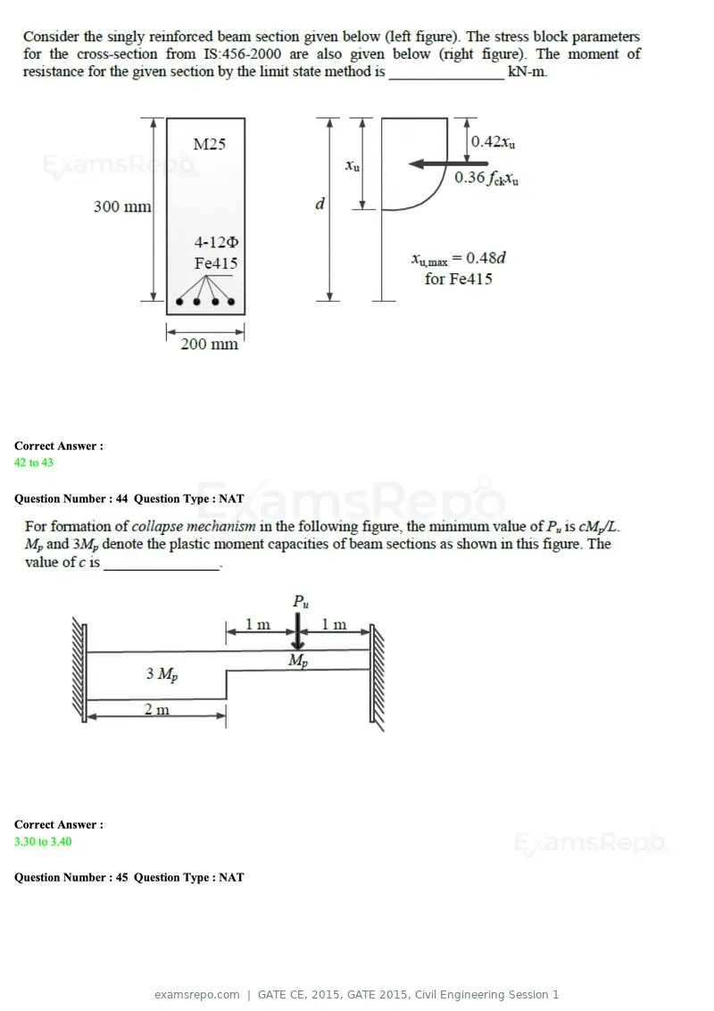 GATE CE 2015 question paper, GATE 2015, Civil Engineering Session 1, page 17 of 48