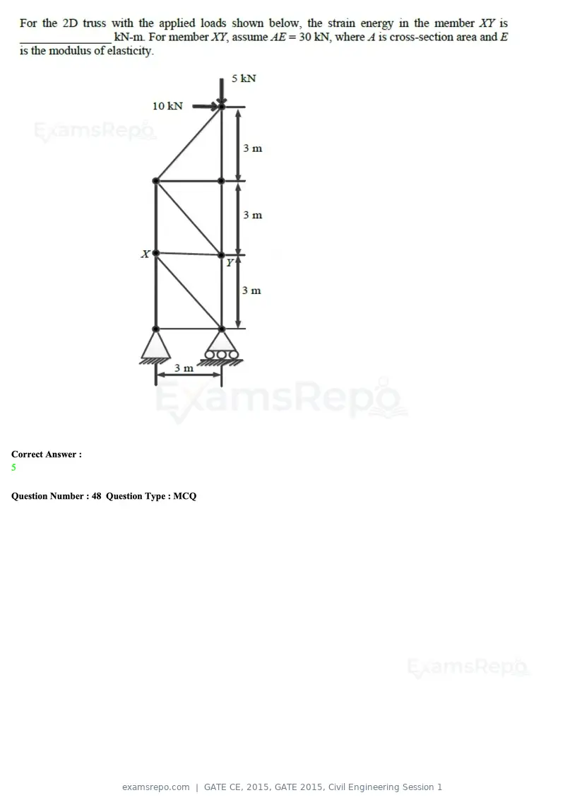 GATE CE 2015 question paper, GATE 2015, Civil Engineering Session 1, page 19 of 48