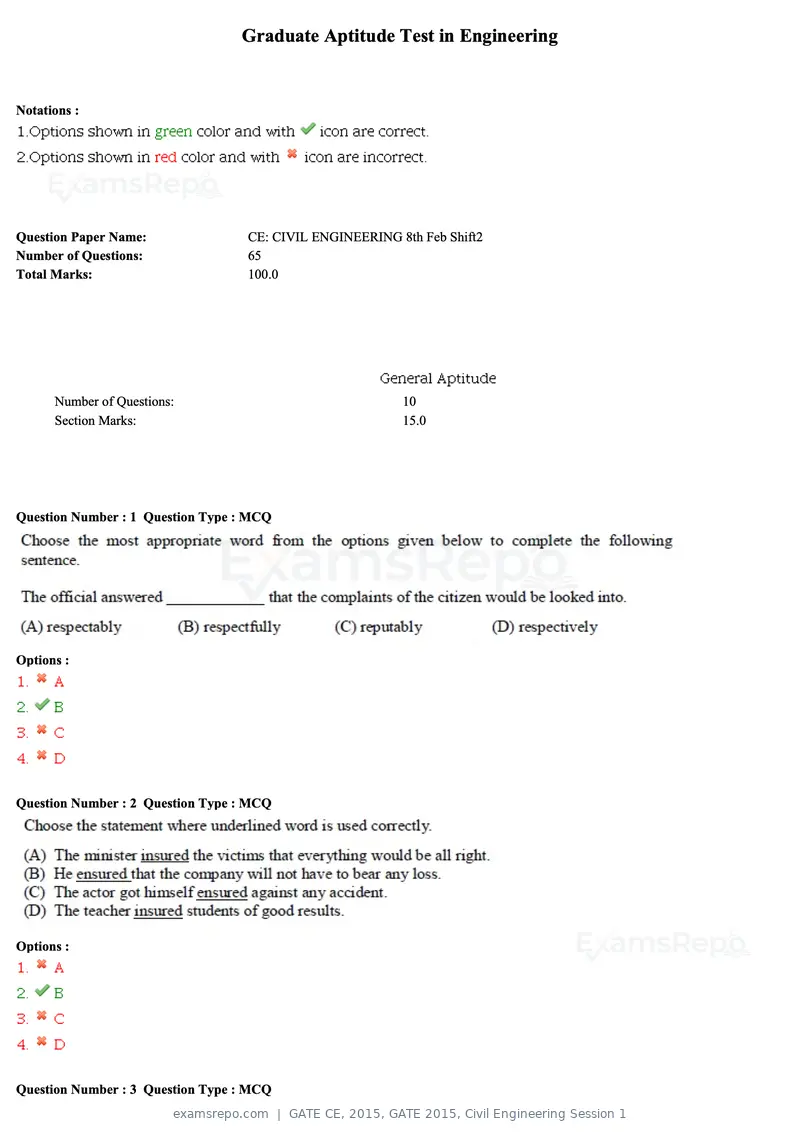 GATE CE 2015 question paper, GATE 2015, Civil Engineering Session 1, page 29 of 48