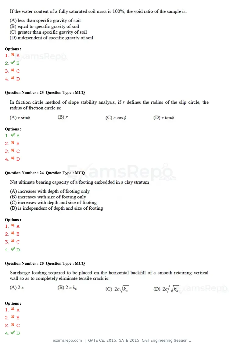 GATE CE 2015 question paper, GATE 2015, Civil Engineering Session 1, page 36 of 48