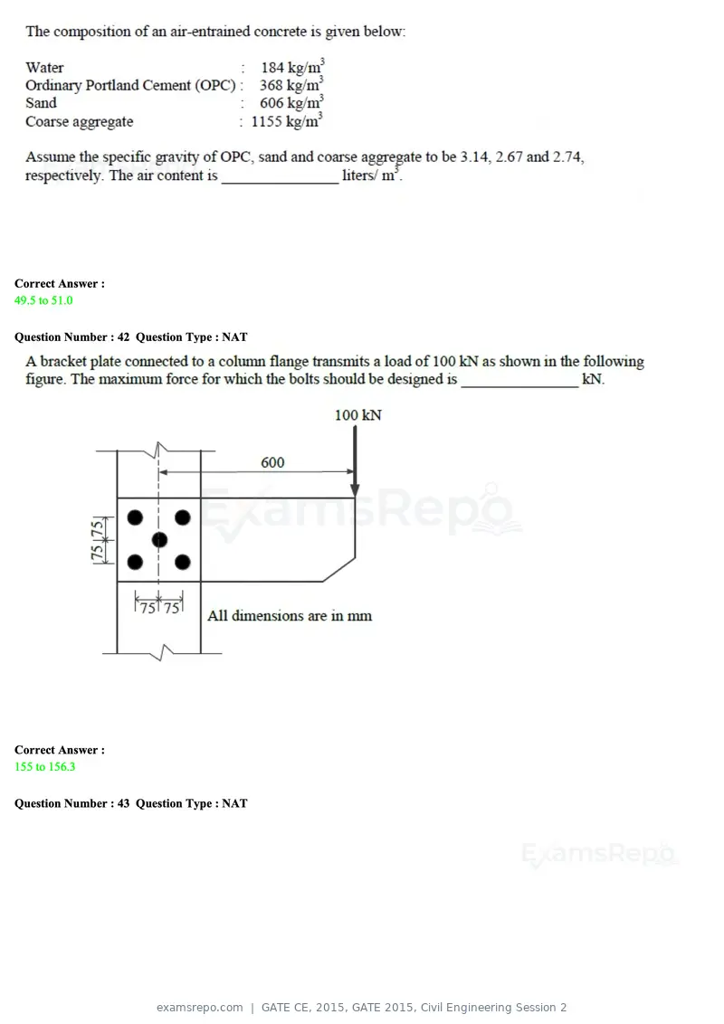 GATE CE 2015 question paper, GATE 2015, Civil Engineering Session 2, page 16 of 48