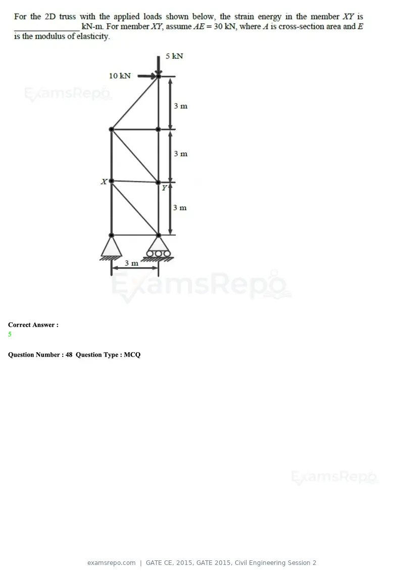 GATE CE 2015 question paper, GATE 2015, Civil Engineering Session 2, page 19 of 48