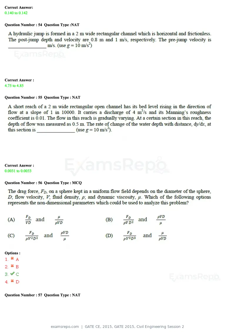 GATE CE 2015 question paper, GATE 2015, Civil Engineering Session 2, page 23 of 48