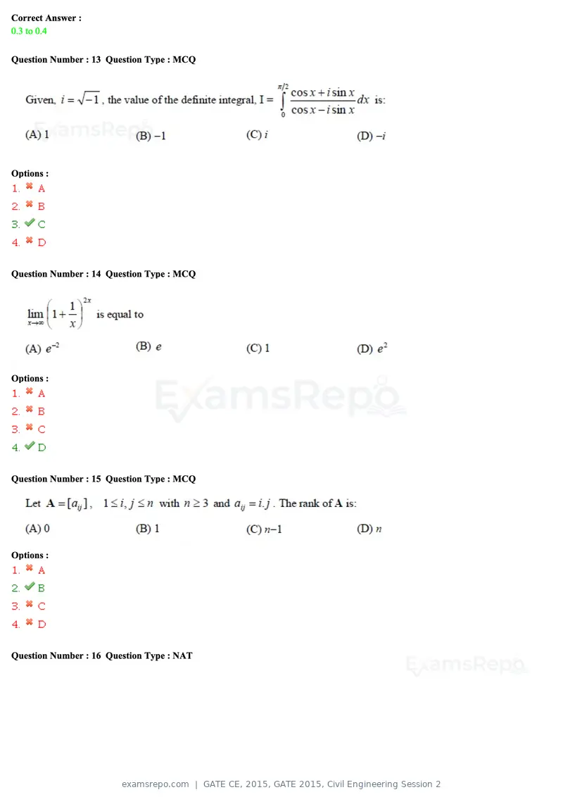 GATE CE 2015 question paper, GATE 2015, Civil Engineering Session 2, page 33 of 48