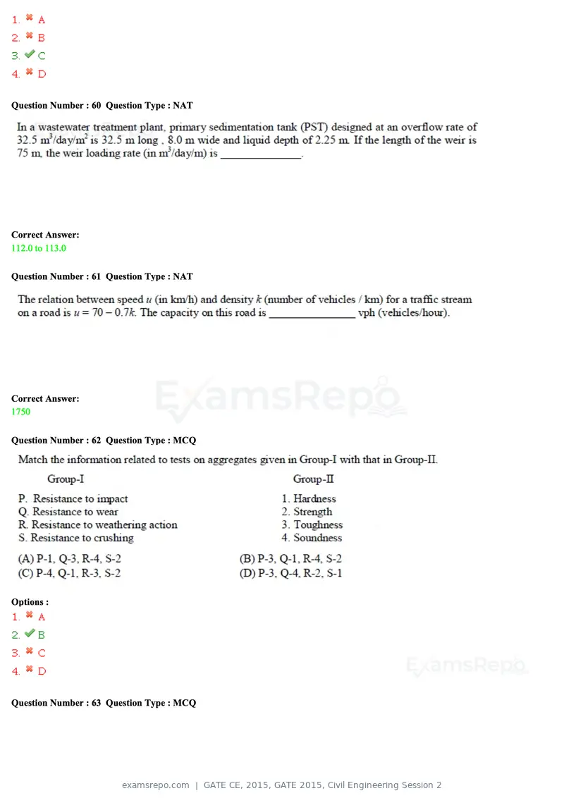 GATE CE 2015 question paper, GATE 2015, Civil Engineering Session 2, page 47 of 48