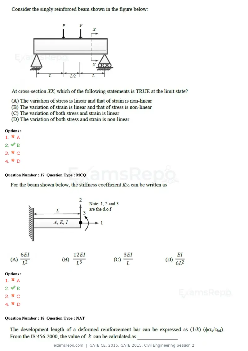 GATE CE 2015 question paper, GATE 2015, Civil Engineering Session 2, page 8 of 48