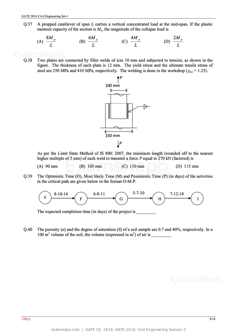 GATE CE 2016 question paper, GATE 2016, Civil Engineering Session 2, page 12 of 39