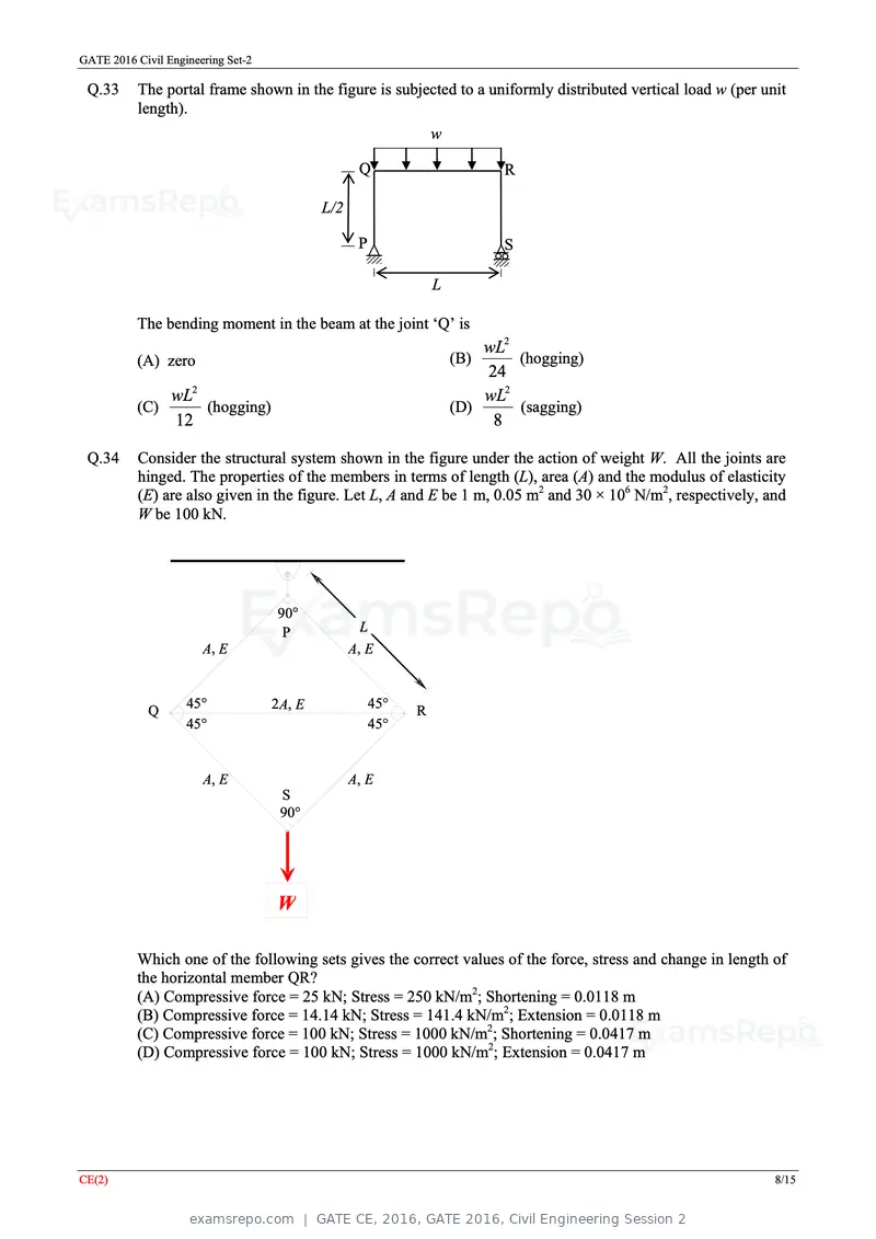 GATE CE 2016 question paper, GATE 2016, Civil Engineering Session 2, page 30 of 39