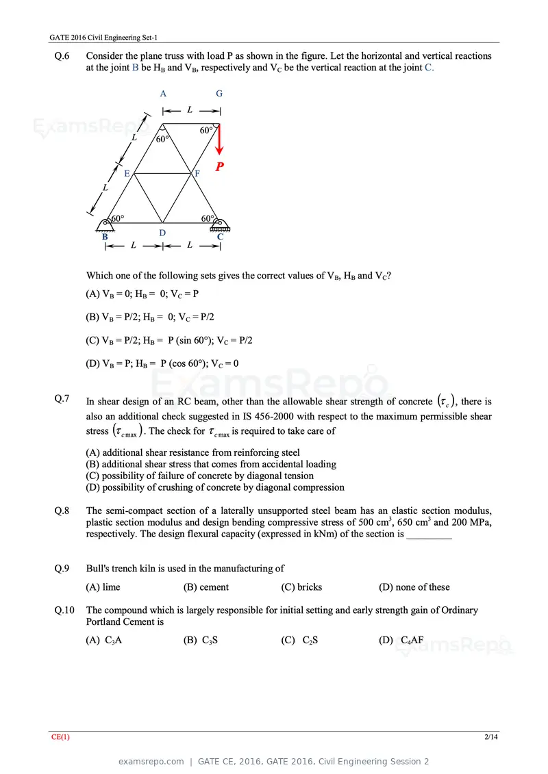 GATE CE 2016 question paper, GATE 2016, Civil Engineering Session 2, page 5 of 39