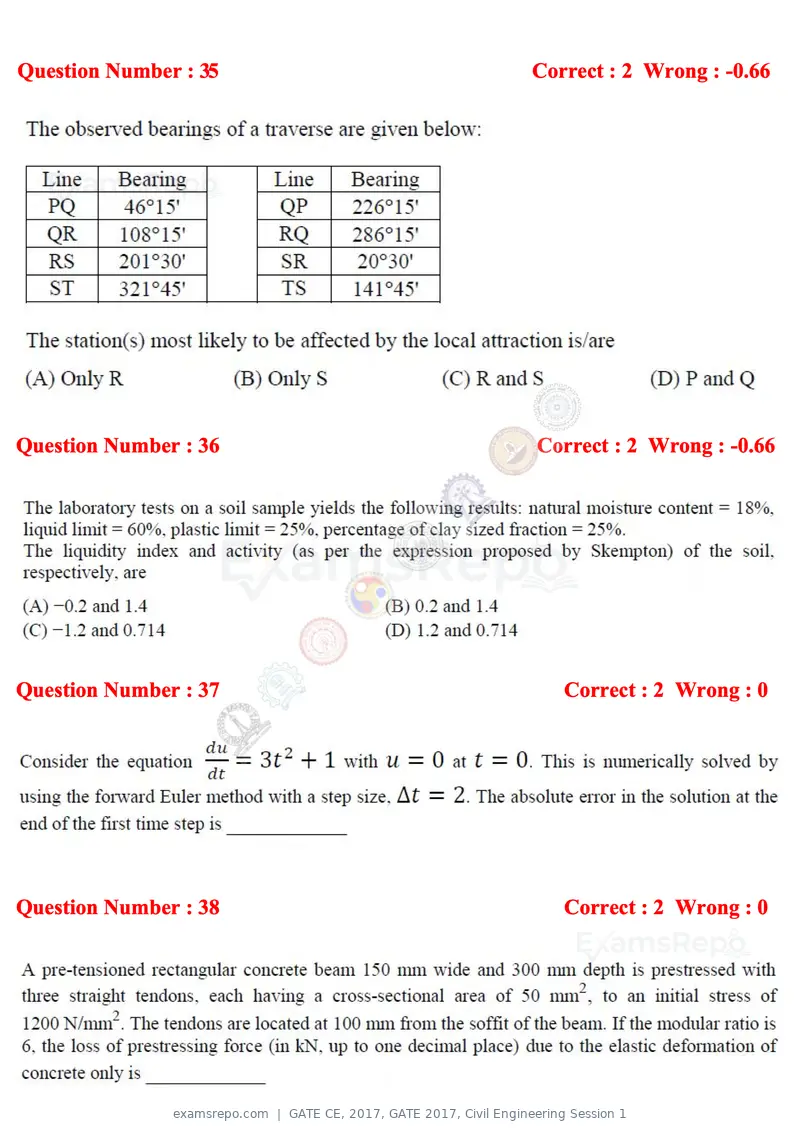 GATE CE 2017 question paper, GATE 2017, Civil Engineering Session 1, page 13 of 26