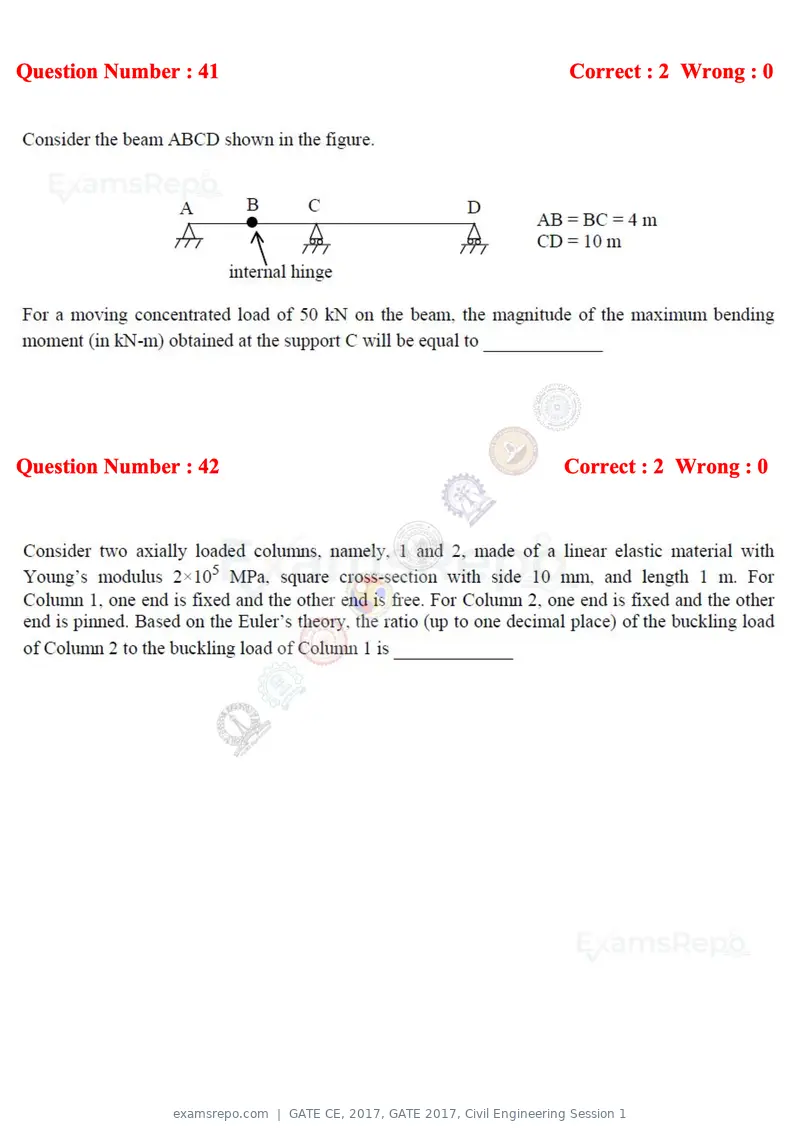 GATE CE 2017 question paper, GATE 2017, Civil Engineering Session 1, page 15 of 26