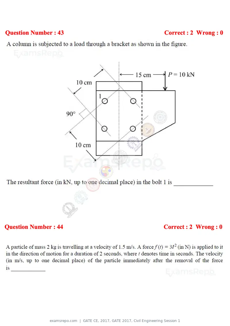 GATE CE 2017 question paper, GATE 2017, Civil Engineering Session 1, page 16 of 26