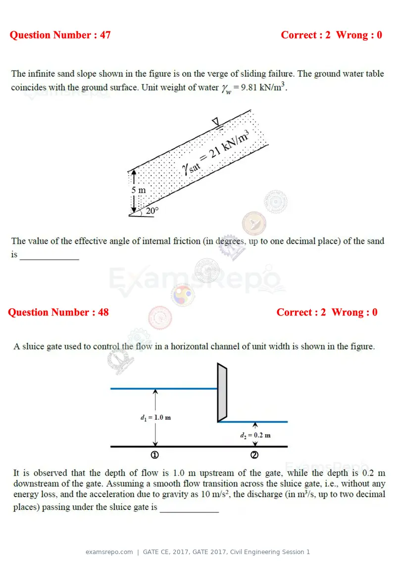 GATE CE 2017 question paper, GATE 2017, Civil Engineering Session 1, page 18 of 26