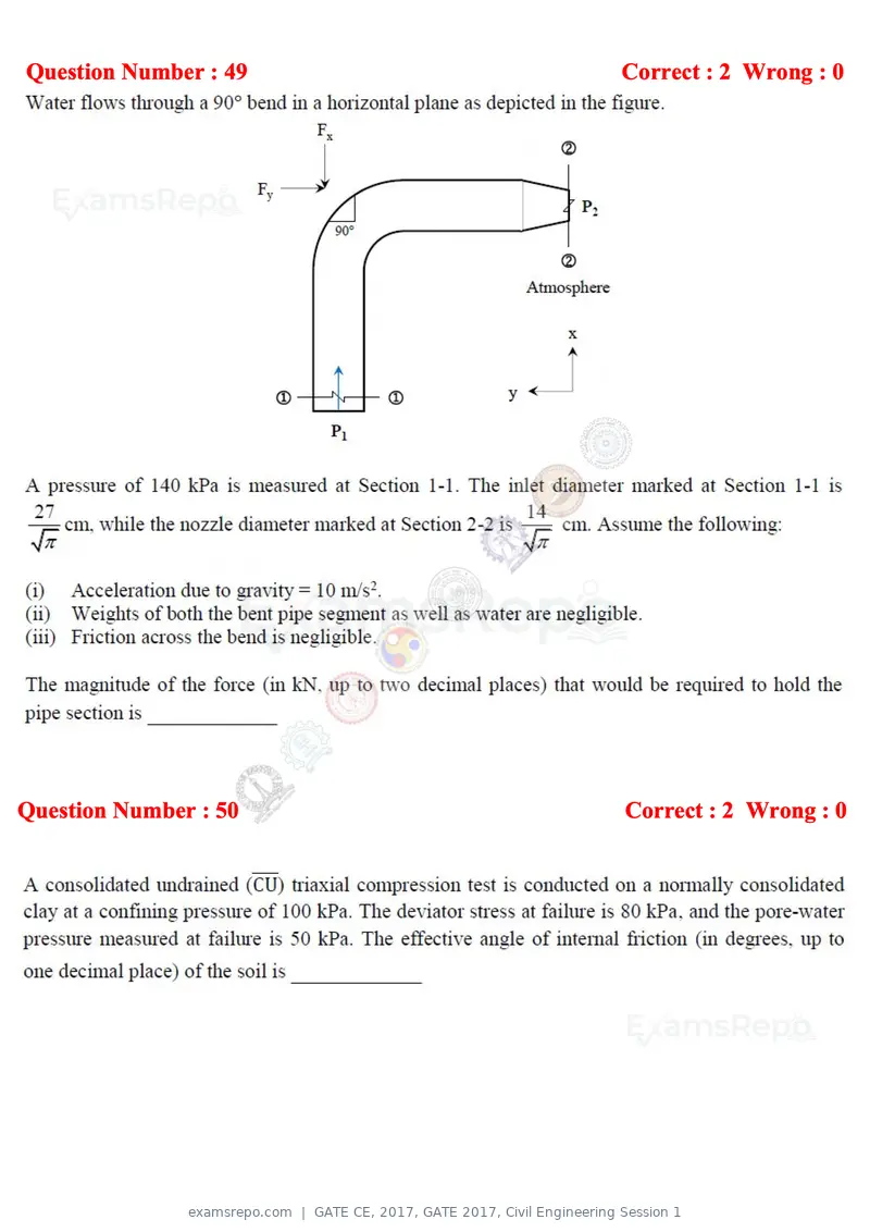 GATE CE 2017 question paper, GATE 2017, Civil Engineering Session 1, page 19 of 26