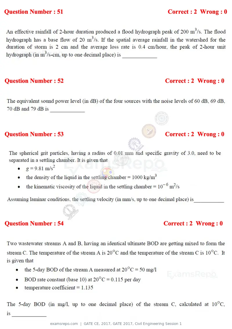 GATE CE 2017 question paper, GATE 2017, Civil Engineering Session 1, page 20 of 26