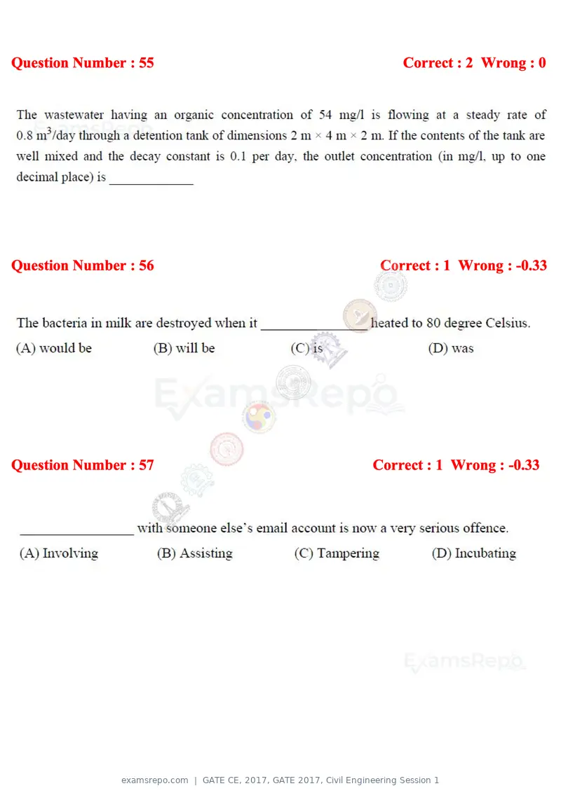 GATE CE 2017 question paper, GATE 2017, Civil Engineering Session 1, page 21 of 26
