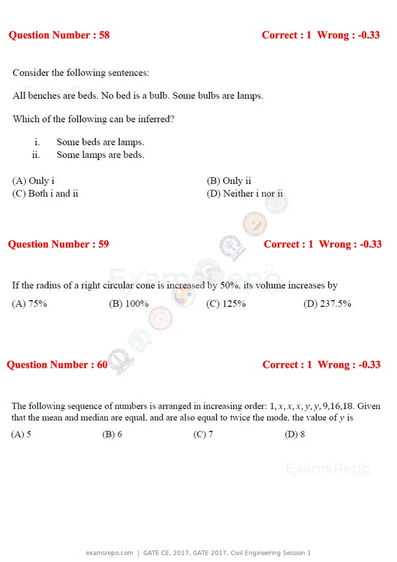 GATE CE 2017 question paper, GATE 2017, Civil Engineering Session 1, page 22 of 26