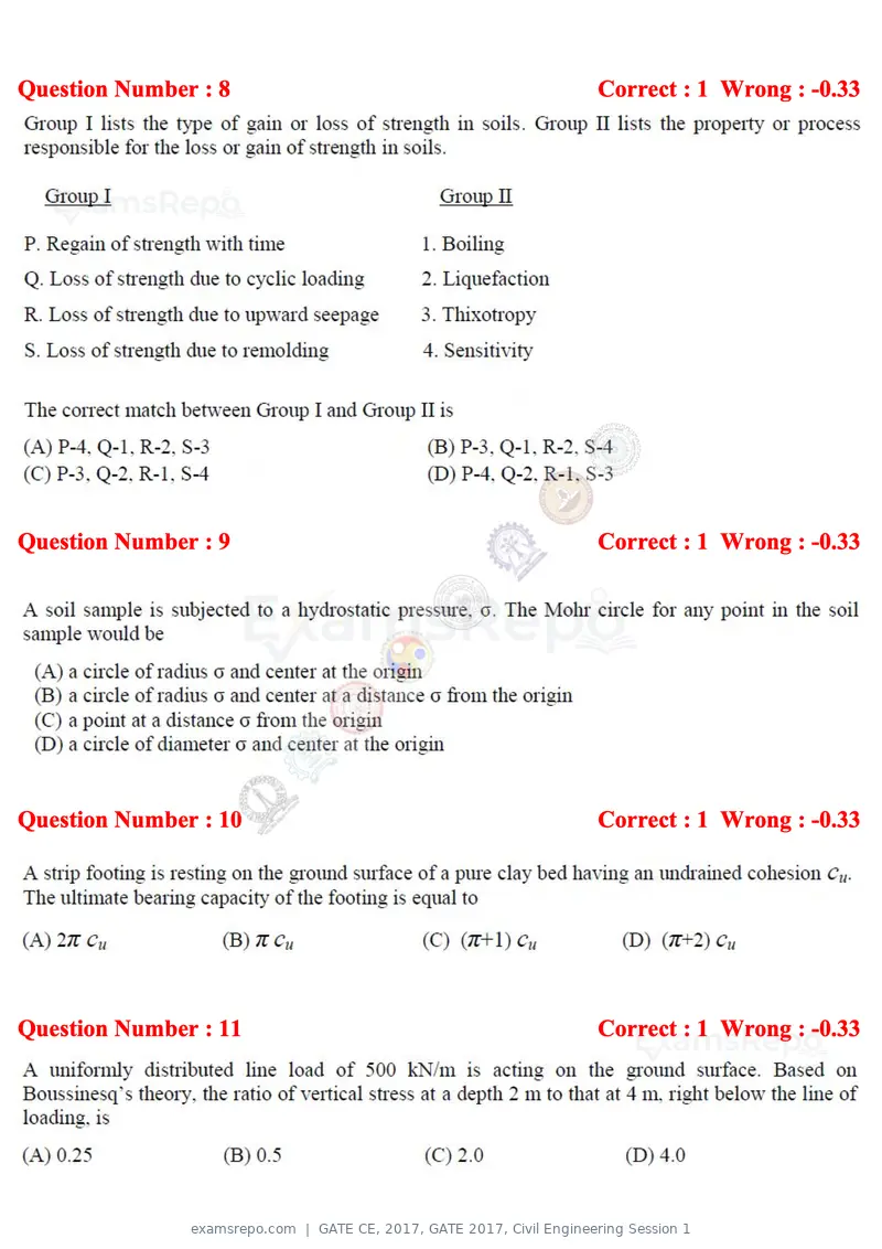 GATE CE 2017 question paper, GATE 2017, Civil Engineering Session 1, page 4 of 26