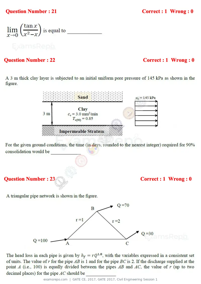 GATE CE 2017 question paper, GATE 2017, Civil Engineering Session 1, page 7 of 26