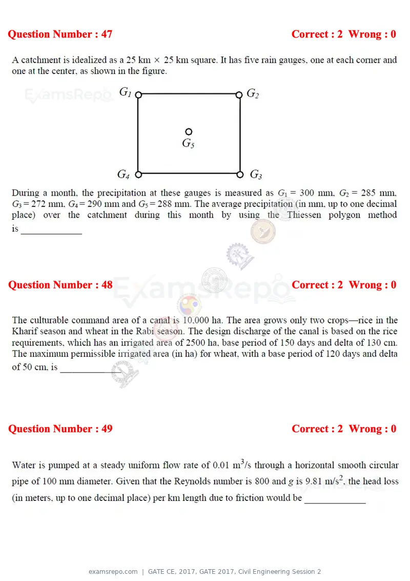 GATE CE 2017 question paper, GATE 2017, Civil Engineering Session 2, page 19 of 27