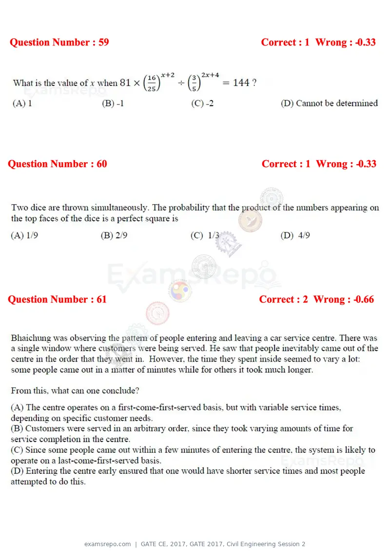 GATE CE 2017 question paper, GATE 2017, Civil Engineering Session 2, page 23 of 27