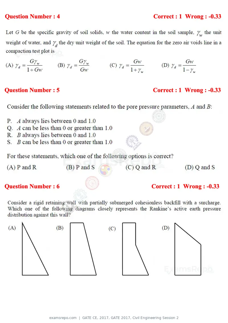 GATE CE 2017 question paper, GATE 2017, Civil Engineering Session 2, page 3 of 27