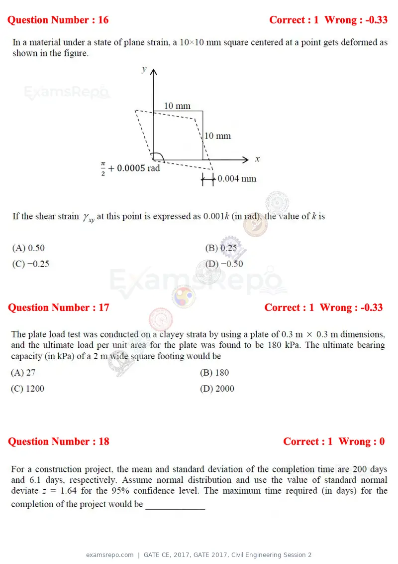 GATE CE 2017 question paper, GATE 2017, Civil Engineering Session 2, page 7 of 27