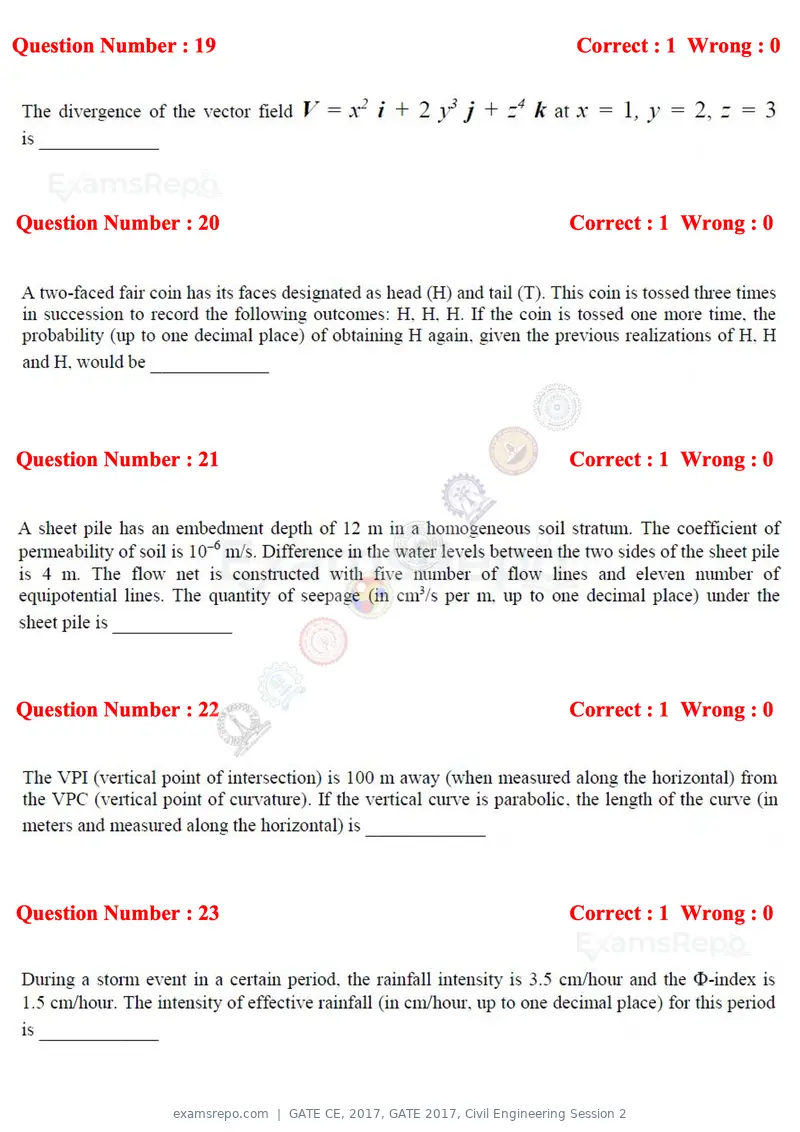 GATE CE 2017 question paper, GATE 2017, Civil Engineering Session 2, page 8 of 27