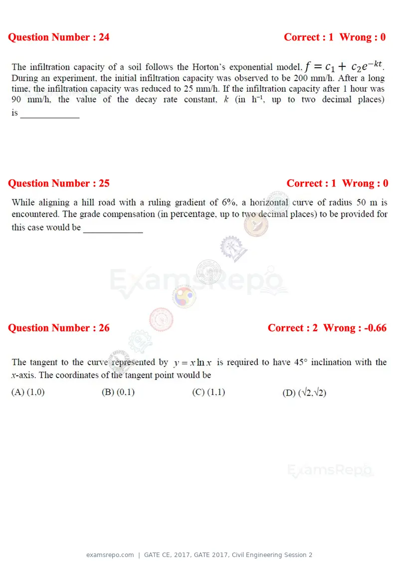 GATE CE 2017 question paper, GATE 2017, Civil Engineering Session 2, page 9 of 27