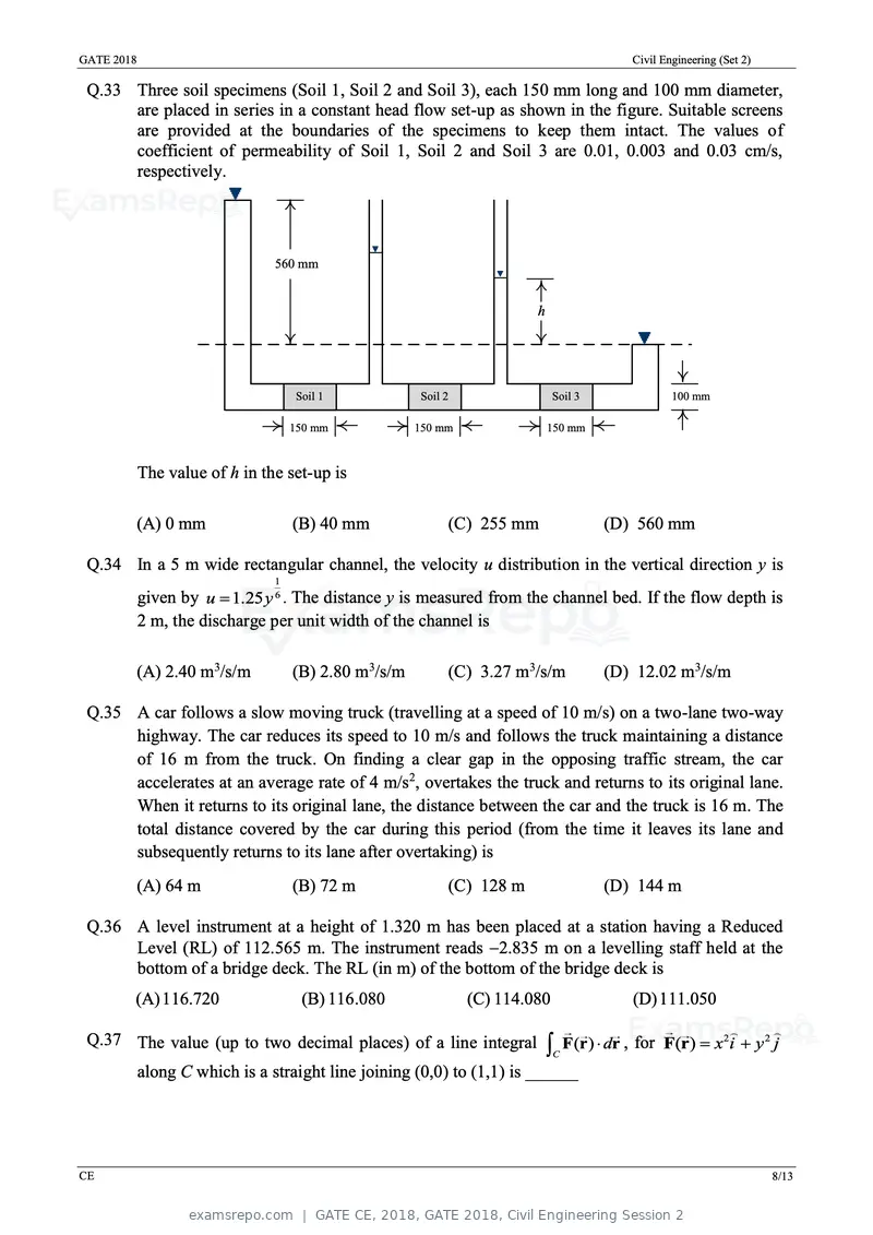 GATE CE 2018 question paper, GATE 2018, Civil Engineering Session 2, page 10 of 18