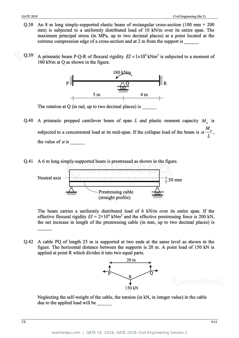 GATE CE 2018 question paper, GATE 2018, Civil Engineering Session 2, page 11 of 18