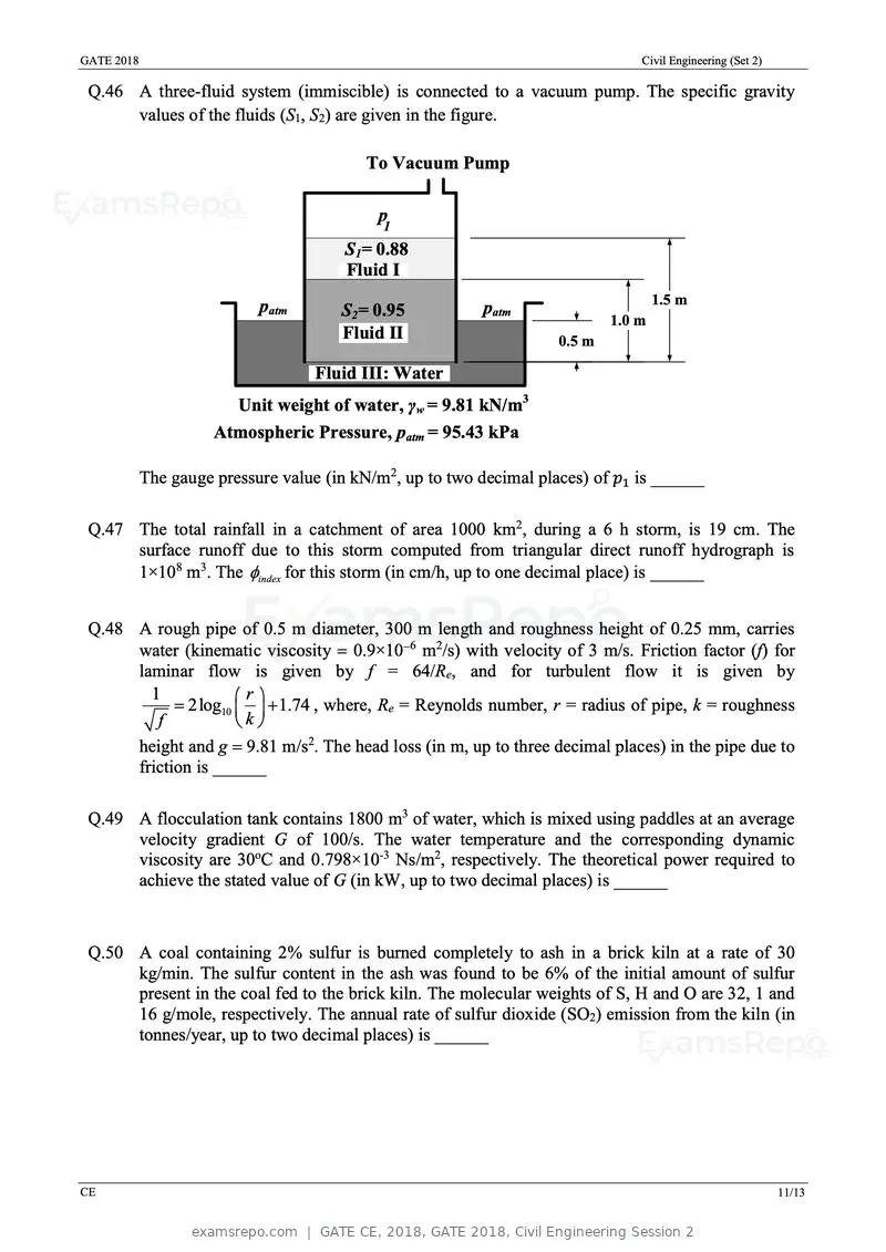 GATE CE 2018 question paper, GATE 2018, Civil Engineering Session 2, page 13 of 18