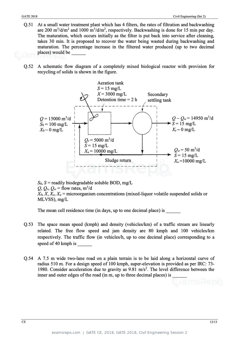 GATE CE 2018 question paper, GATE 2018, Civil Engineering Session 2, page 14 of 18