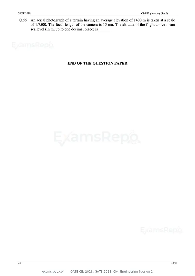 GATE CE 2018 question paper, GATE 2018, Civil Engineering Session 2, page 15 of 18