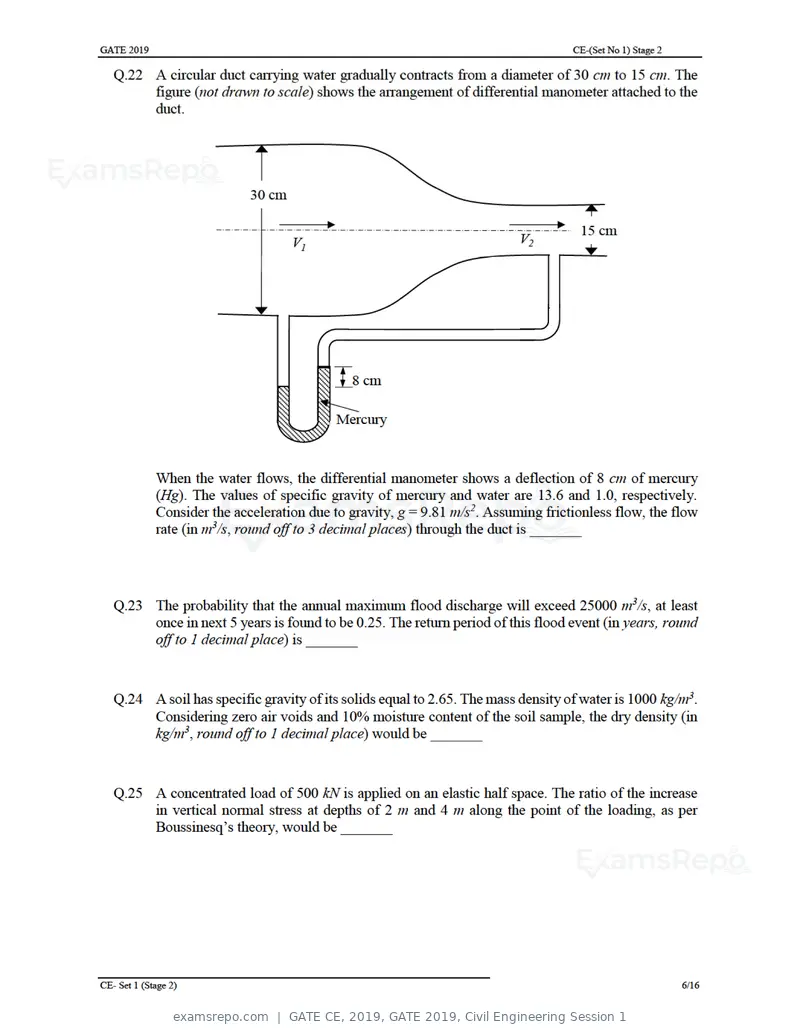 GATE CE 2019 question paper, GATE 2019, Civil Engineering Session 1, page 10 of 49