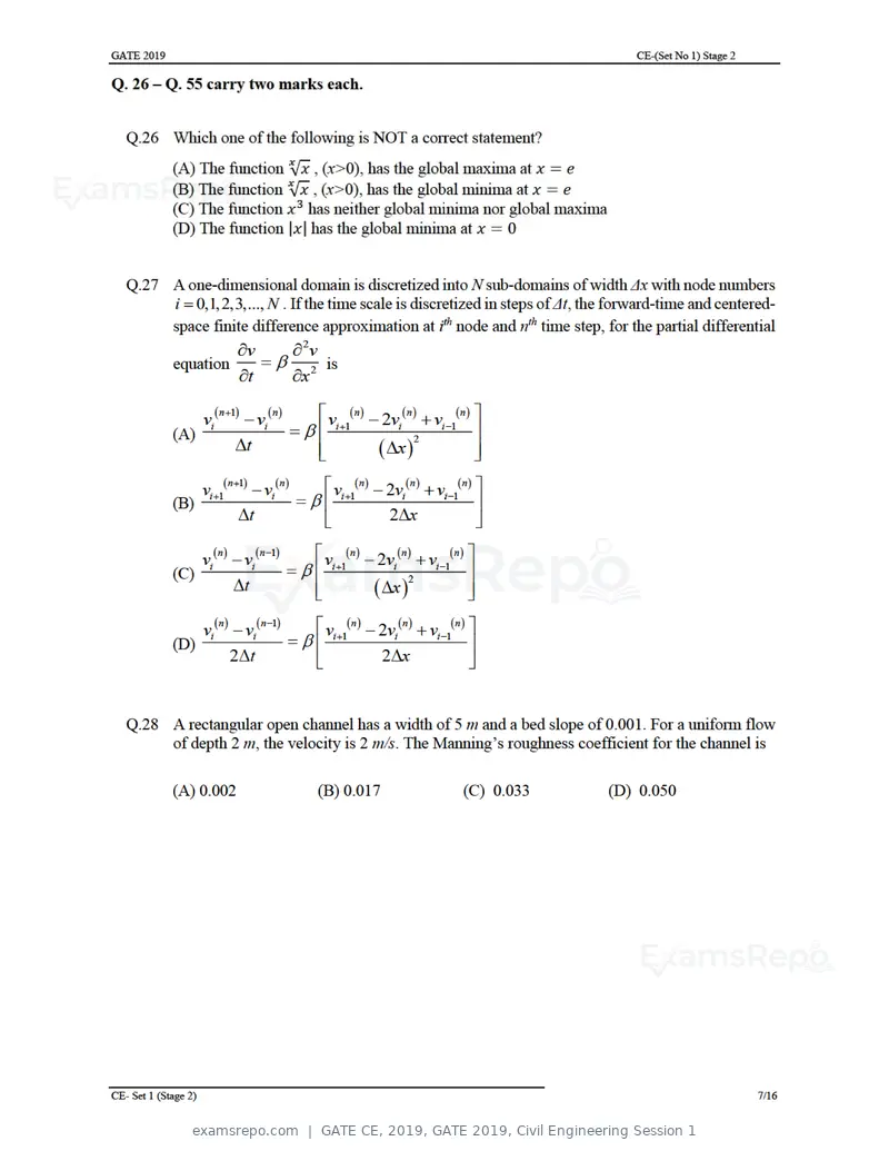 GATE CE 2019 question paper, GATE 2019, Civil Engineering Session 1, page 11 of 49