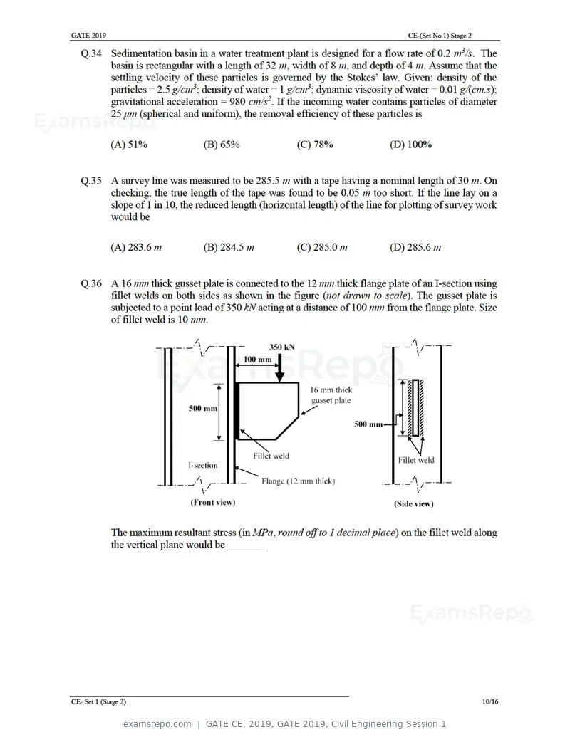 GATE CE 2019 question paper, GATE 2019, Civil Engineering Session 1, page 14 of 49