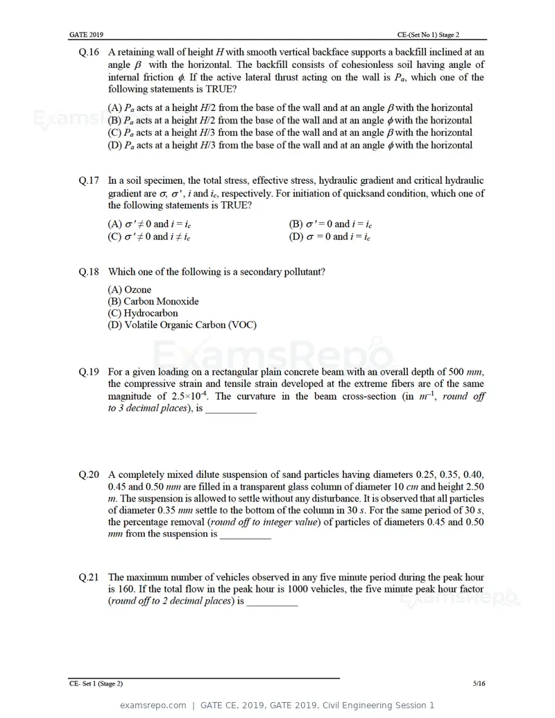 GATE CE 2019 question paper, GATE 2019, Civil Engineering Session 1, page 9 of 49