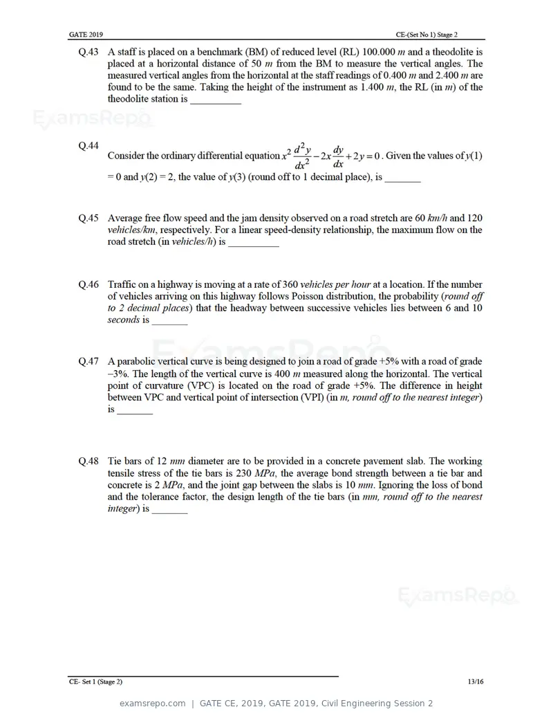 GATE CE 2019 question paper, GATE 2019, Civil Engineering Session 2, page 17 of 49
