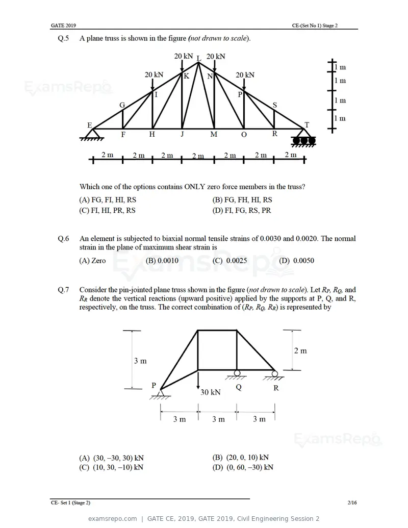 GATE CE 2019 question paper, GATE 2019, Civil Engineering Session 2, page 6 of 49